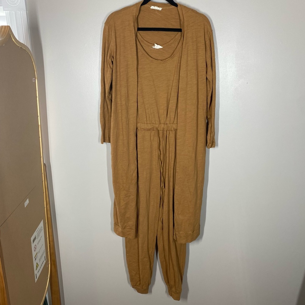 Roolee The Darbus Set in Peru size small jumpsuit and duster cardigan neutral